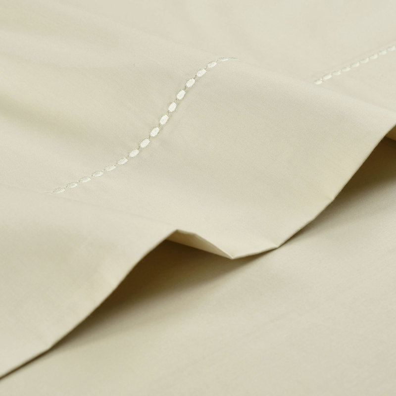 Neutral Queen Cotton Embroidered 6-Piece Sheet Set