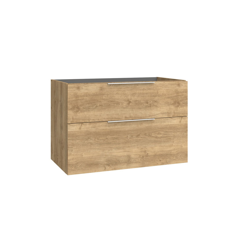 Natural Oak 35" Wall Mounted Single Vanity with Chrome Handles