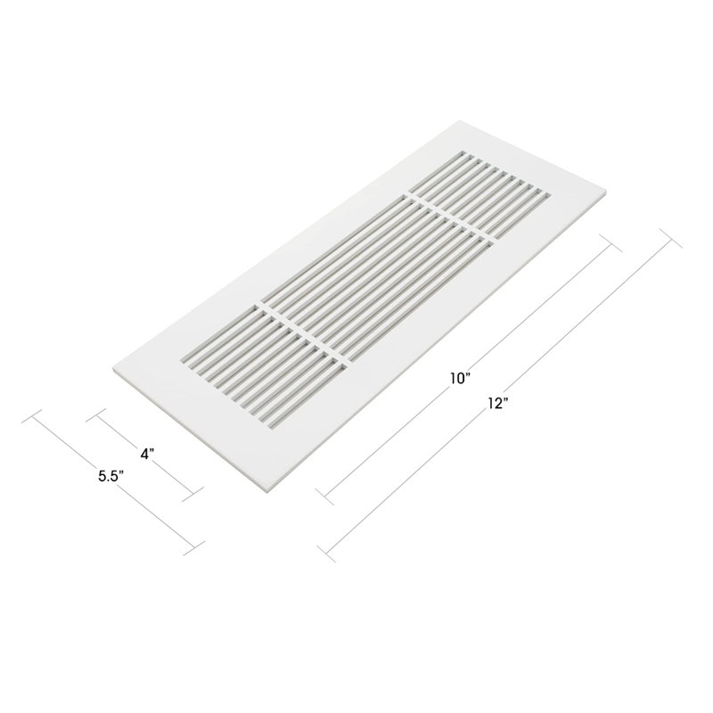 Grille de ventilation Reggio Registral Royal sans trous de fixation avec rebord, 4 po x 10 po, Blanc