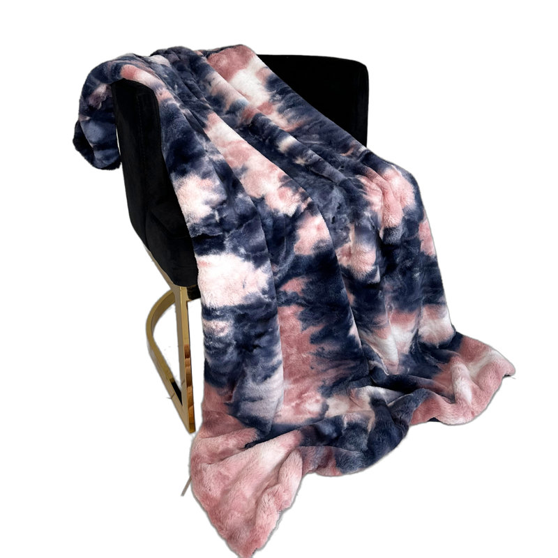 Couverture Fureal, L 60 po x L 90 po, Rose et bleu marine