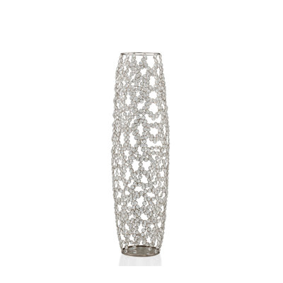 Crystal Glass Silver Oval Floor Vase