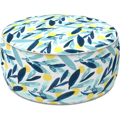 Outdoor Inflatable Ottoman 21"x21"x17", Fade-Resistant Patio Footrest Stool with Carry Handle, Portable Pouf for Patio, Garden, Camping and Indoor Use-Toucan Paradise Black