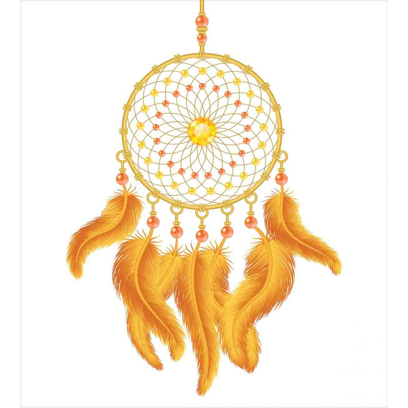 Queen Marigold White Aztec Dreamcatcher Duvet Cover Set