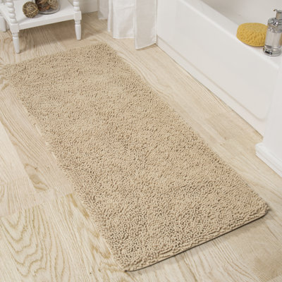 58 x 24 Chenille Bath Runner with Non-Slip Backing - Absorbent High-Pile Chenille Memory Foam