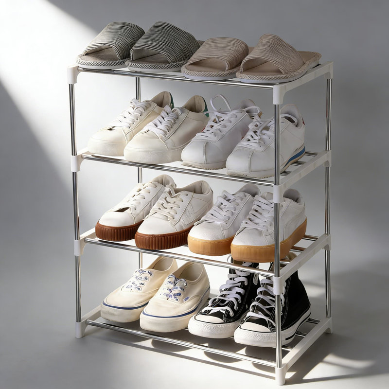 Petit range-chaussures empilable, vestibule, couloir et placard pour économiser de l'espace et du rangement (4 niveaux)