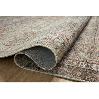 Tapis oriental en polyester tissé à la machine à l'encre / terre cuite Jules