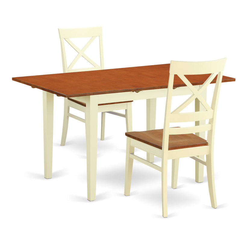 L'ensemble 3 pièces de table de salle à manger moderne comprend une table rectangulaire en bois avec feuille papillon et 2 chaises de salle à manger, babeurre et cerise
