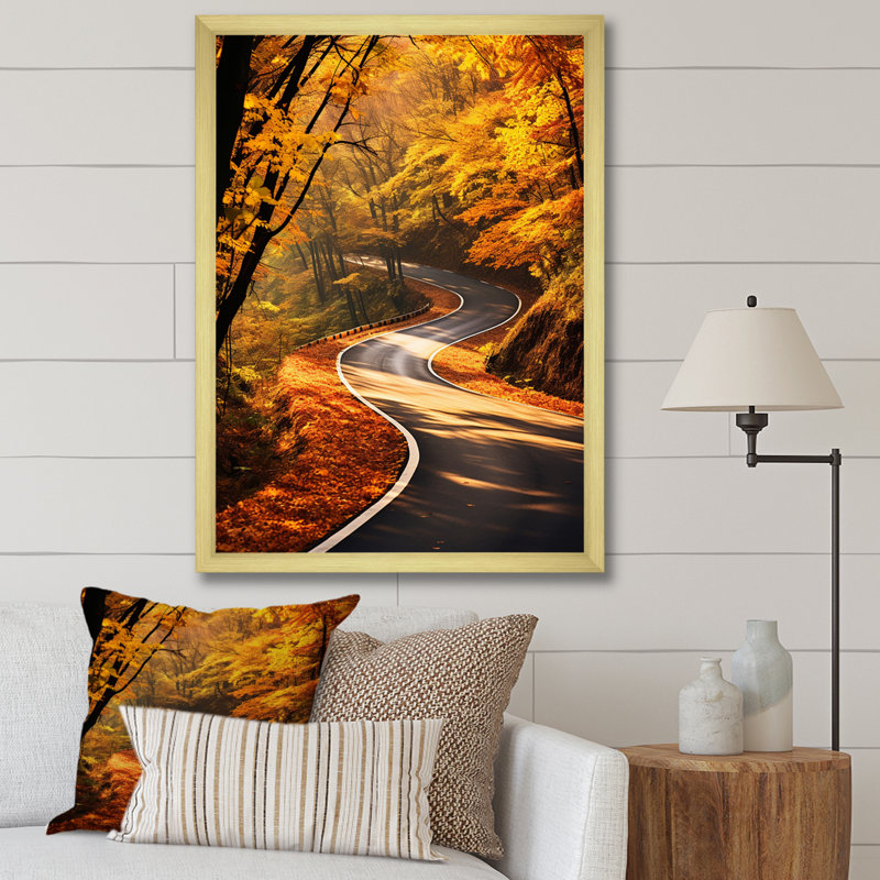 Orange orange, route d'automne, Gold Picture Framed, 32" H x 16" W