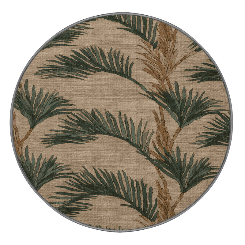  Tapis lavable palmier dattier hawaïen, Rond 5 pi