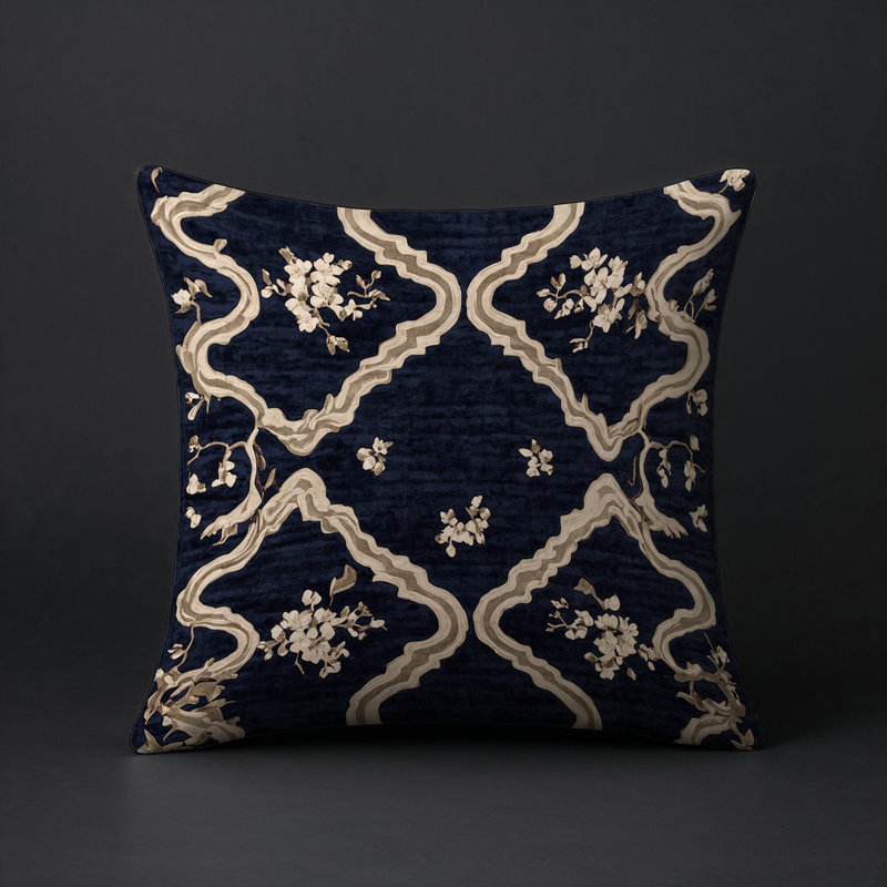 Coussin décoratif intérieur / extérieur gris Modern Modern, Noir / beige géométrique 5, Carré 16 po