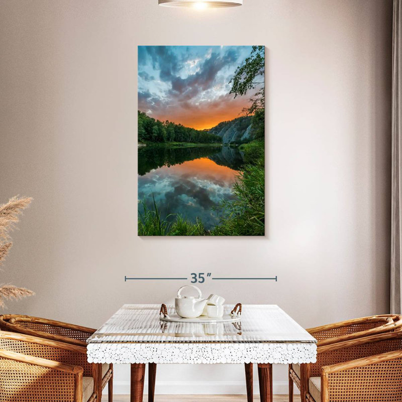 La rivière blanche au coucher du soleil, H 45 po x l 30 po