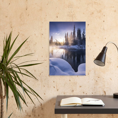 «Alaskan Winter Peaceful Serene Tranquil Pine Tree Forest Landscape», reproduction d'art murale