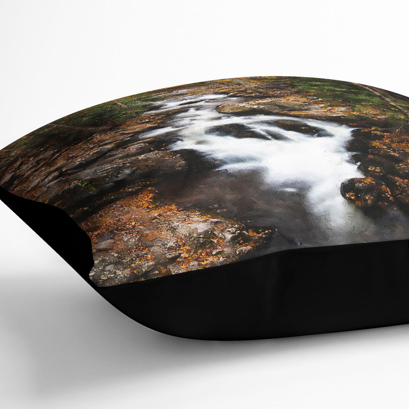 Woodland Stream Cushion with Filling, 40cm H x 40cm W x 15cm D, Black