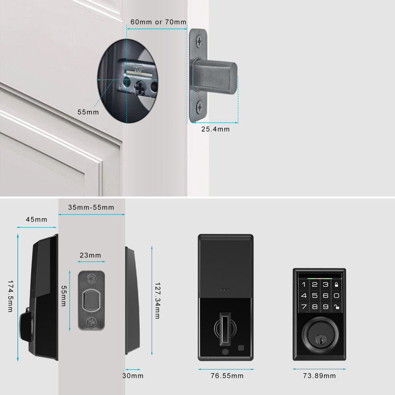 Serrure de porte électronique intelligente ARK DESIGN Wi-Fi et d'empreintes digitales