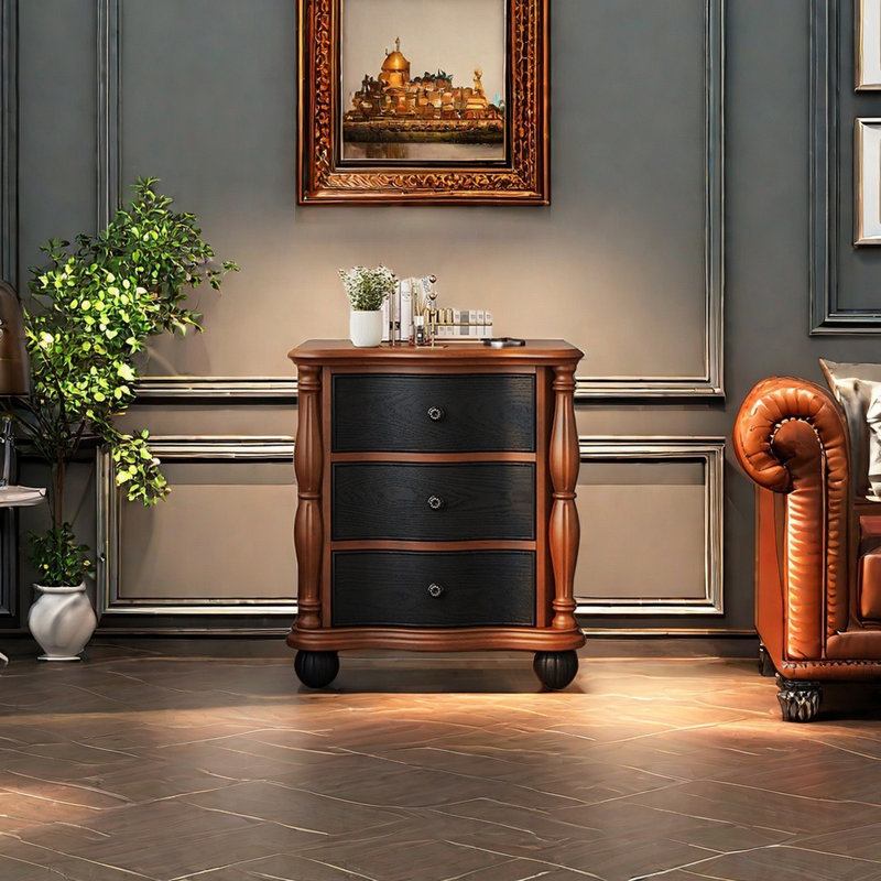 Classic Column Drawer Cabinet, Brown/Black