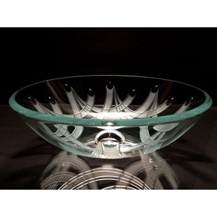 Lavabo de salle de bain vasque circulaire fait à la main en verre transparent