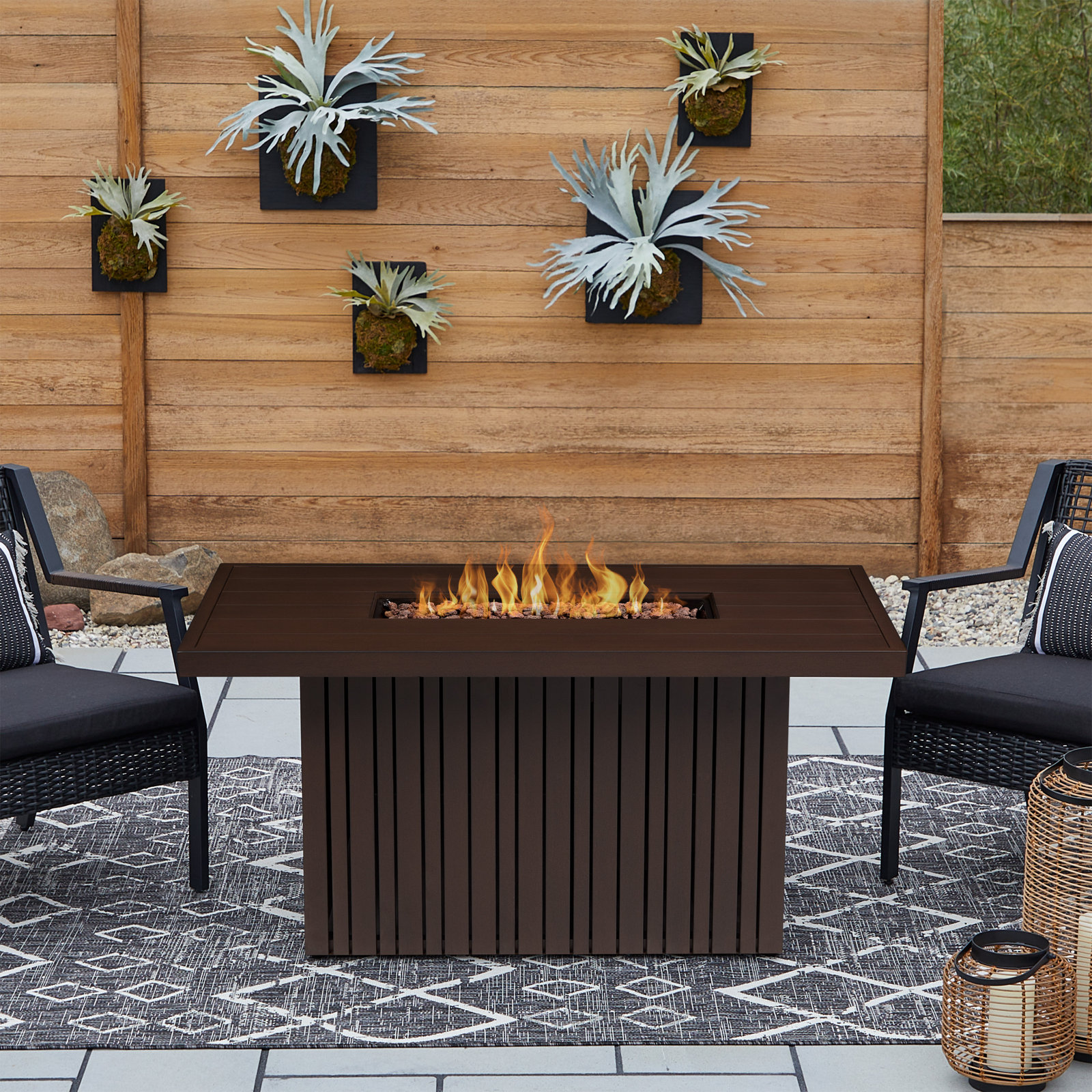 Calvin Outdoor Fire Table with Tank, Bronze Coral, Rectangle