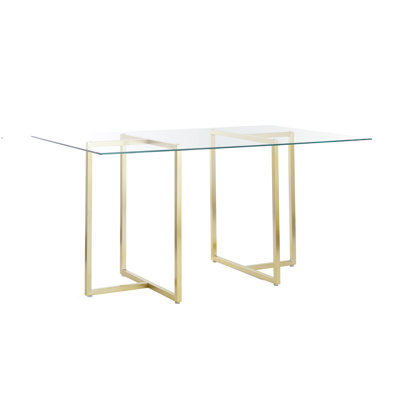 Wadley Glass Top Metal Base Dining Table