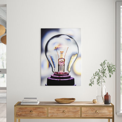 Light Bulb Electricity Photographic - Wrapped Canvas