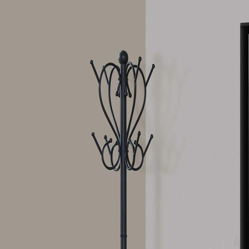 Portemanteau, portemanteau, autoportant, 8 crochets, entrée, h 71 po, porte-parapluie, chambre à coucher, métal noir, transitionnel
