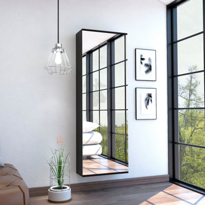 Wall Mounted Shoe Rack With Mirror, Single Door, Space-Saving Storage For Ten Pairs Of Shoes