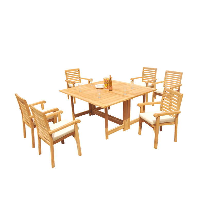 Cimah 6 - Person Teak Wood Patio Dining Set with Square Table