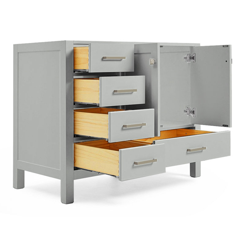 Cambridge 42'' W Single Bathroom Vanity Base, Gray, Brushed Nickel