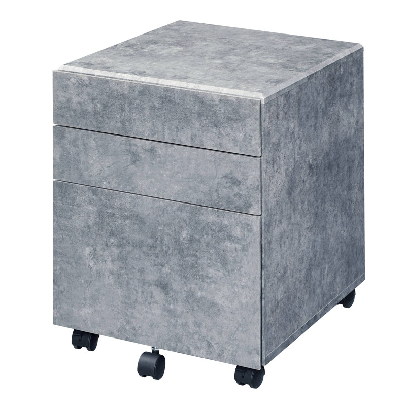 Rotem 16.5'' Wide 3 -Drawer Mobile File Cabinet, Faux Concrete