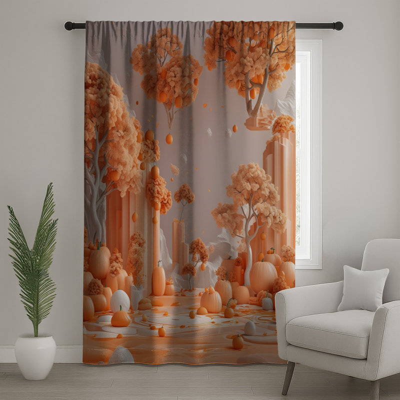 Rideaux de fenêtre citrouilles flottantes, voilages et rideaux occultant - 1 panneau, 50 po x 80 po - 1 panneau, Transparent