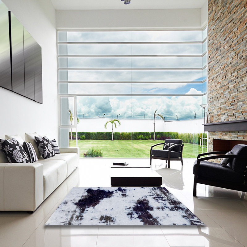 Tapis abstrait à motif abstrait moderne, Carré 5 pi