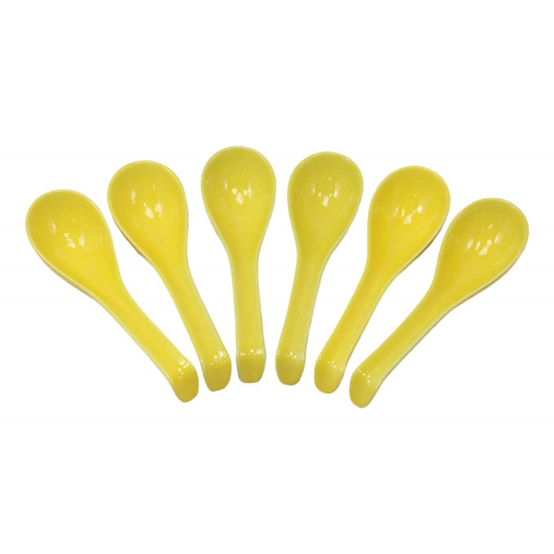 Ensemble de cuillère en porcelaine colorée brillante Bedina, Jaune