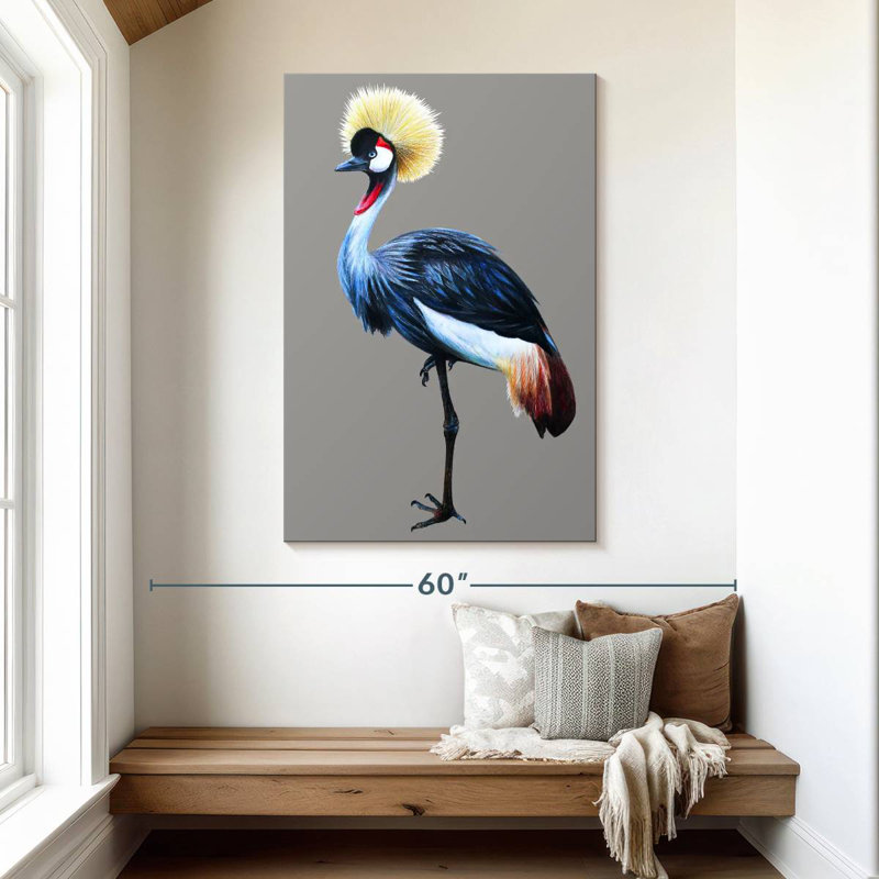 Brampt Crane With Grey Crown, 48" H x 32" W