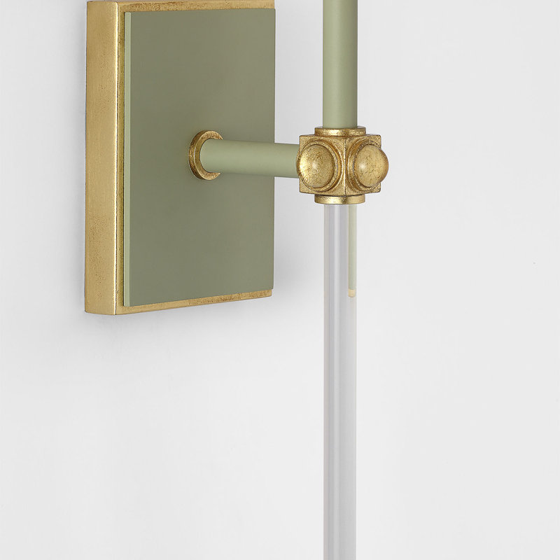 Julie Neill Lucia 21" Cordless Sconce with Linen Shade, Celadon/Crystal