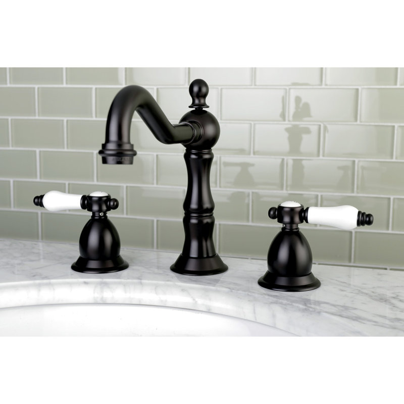 Kingston Brass Bel-Air Two-Handle 3-Hole Deck Mount Widespread Bathroom Faucet with Brass Pop-Up Drain, Oil Rubbed Bronze