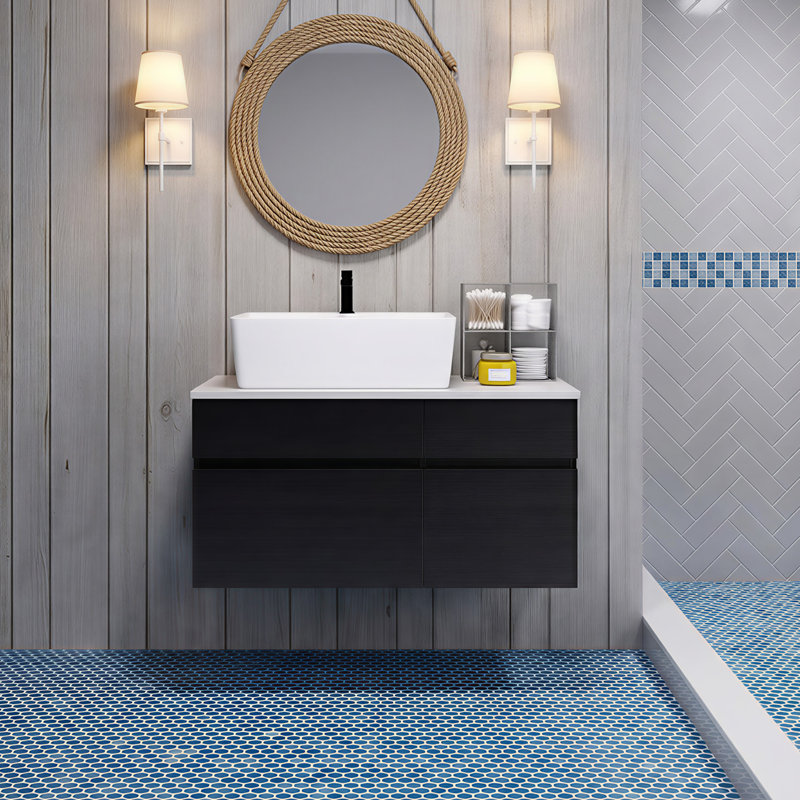 Petit meuble-lavabo mural simple 31,5 "avec lavabo