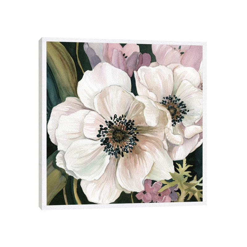 Anemone Study I by Carol Robinson - Painting on Canvas, White Framed, 66.04 cm H x 66.04 cm W