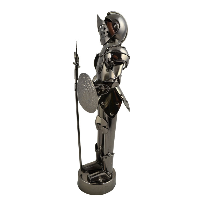Statue chevalier en métal poli 11 po
