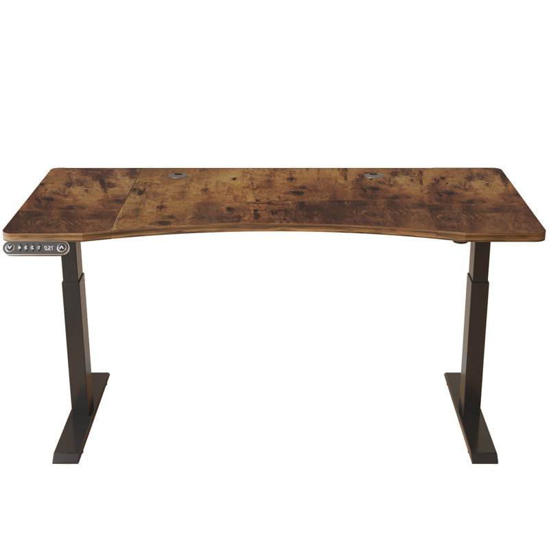 Bureau pour travailler debout unique réglable en hauteur l 63 po Sedgefield, Noir, Brun bois