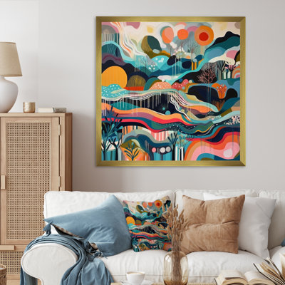 Blue Green Minimalims Explosion - Abstract Landscape Wall Art