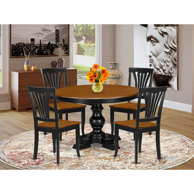 5-Pc Dining Set includes a dining table and 4 Dining room Chairs with slatted back- Black