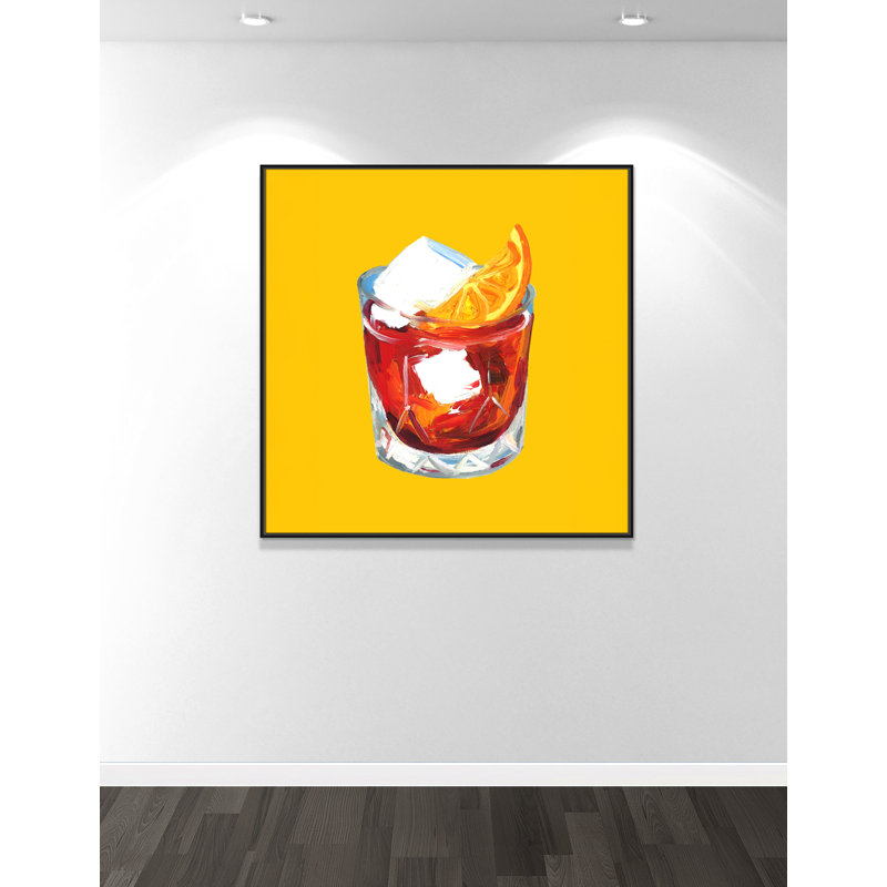 Negroni Sunshine - reproduction carrée par Straker, 46.5' W x 46.5' H, Cadre flottant noir