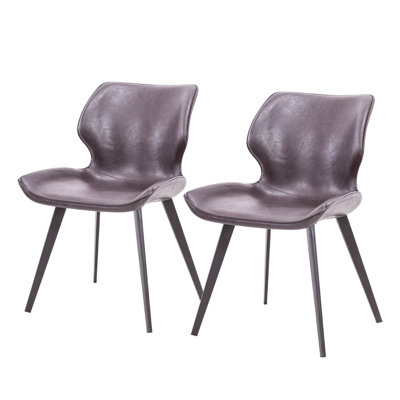 Set of Two Dark Brown And Black Upholstered Faux Leather Dining Side Chairs -  Corrigan StudioÂ®, 98A831D560A5470BB7A961FFC1949BE2