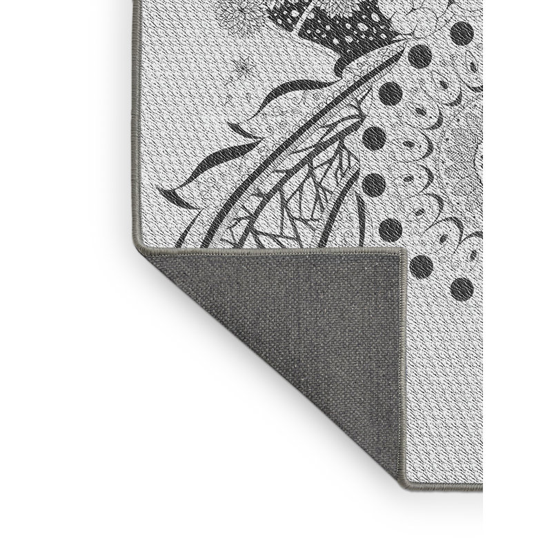Tapis blanc/noir à motifs, Rectangle 2 pi x 5 pi