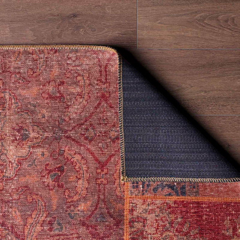Monserrat Machine Made Polyester Area Rug in Red/Brown/Blue, Rectangle 4'11" x 7'7"