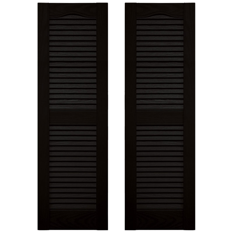 Builders Edge, panneau central cathédrale sur mesure, volets à persiennes ouvertes, Noir, 12 po, 66"