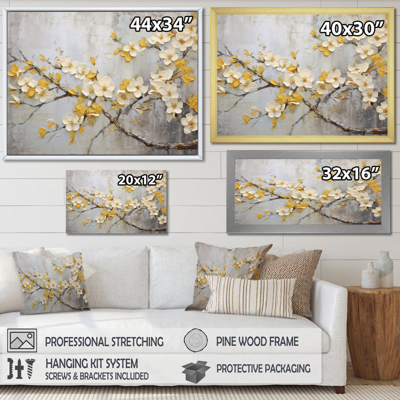 «Apple Blossom Harmony XVII», reproduction d'art sur toile, H 24 po x l 32 po x P 1 po, Cadre photo noir