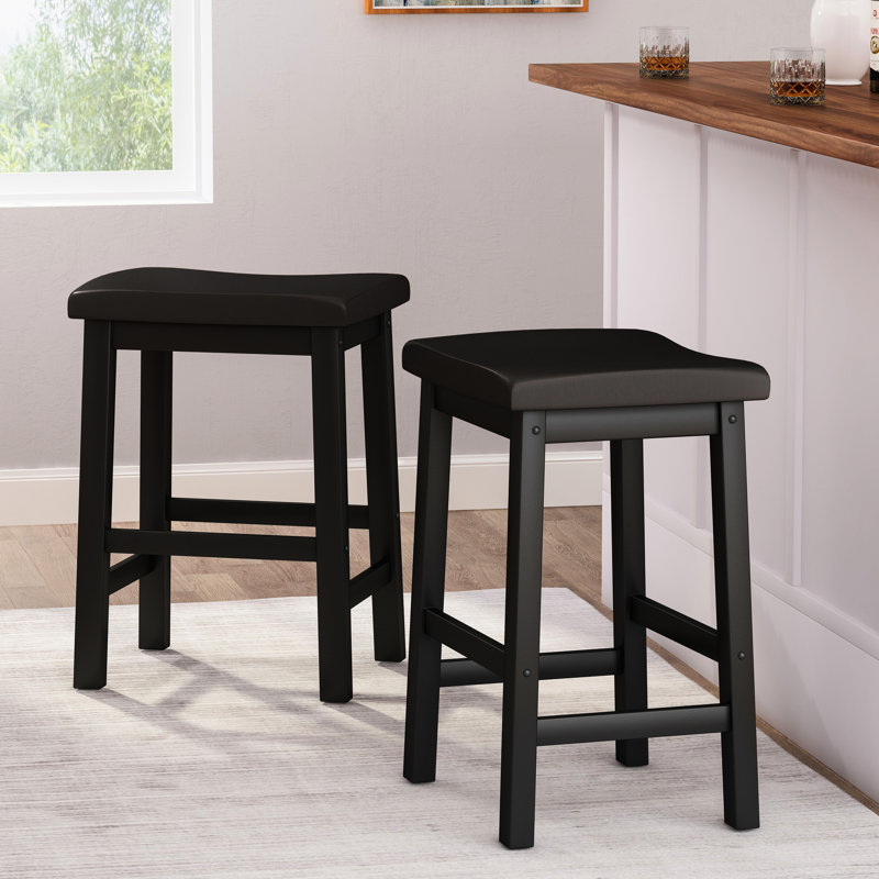 Tabouret de selle de 24 po en bois noir, idéal pour les espaces de service, profondeur de 17,18 po, largeur de 14 po, poids de 12,04 lb, séduisant, profond, large, 23,6 po de haut,