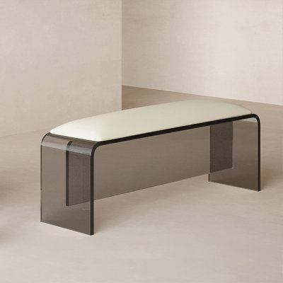 Beige Upholstered Leather Bedroom Bench With Entryway Bench
