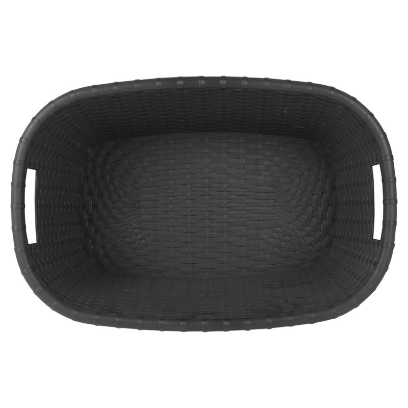 Plastic Laundry Basket with Handles, Black