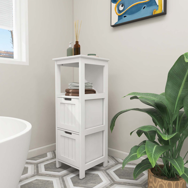 Bathroom Floor Cabinet With 2 Drawers And 1 Storage Shelf